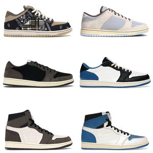 Air jordan retro 1 Travis Scott 1 jumpman 1s uomini donne scarpe da basket ossidiana Toe UNC Nero Turbo Verde mens formatori Outdoor Sports scarpe da ginnastica 36-47