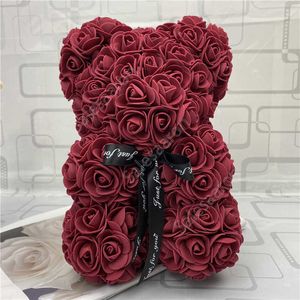 Urso de pelúcia rosa novo presente de dia dos namorados 25 cm flor urso decoração artificial presente de natal para mulheres presente de dia dos namorados sea way DAS05