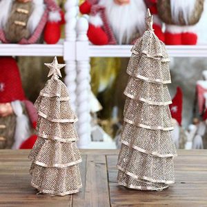 Decorazioni Natalizie Tavolo LED Albero 30/40 Cm Ferro Battuto Champagne Oro Glitter Ornamenti Creativo Squisito Regalo di Festa