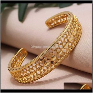 Armreif Armbänder Drop Lieferung 2021 Mode 24 Karat Gold Farbe Dubai Armreifen Für Frauen/Mädchen Armband Schmuck Mit Äthiopischen Afrika Arabien Mitte