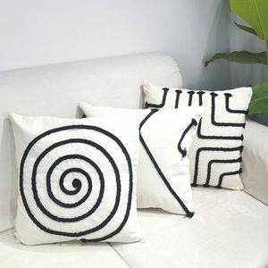 クッション/装飾的な枕自国の家の装飾レインボークッションカバーブラックストライプロープ刺繍ピンク45×45センチのリビングルームベッド