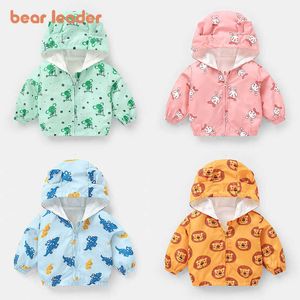 Bear Leader Kids Boys Höst Tecknade djur Dinosaur Jackor Fashion Born Girls Baby Söt Hooded Coats Barn Ytterkläder 210708