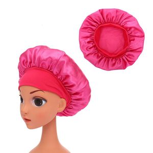 Colore solido Elastico Satin Cappello Cappello Ragazza Bonnet per bambini Bambini Sleep Caps Beanie Headwear Capelli Cura dei capelli