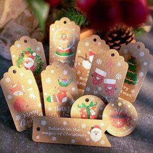 50Pcs Merry Christmas Kraft Paper Tags DIY Handmade Gift Wrapping Paper Labels Santa Claus Hang Tag Ornaments LLA10234