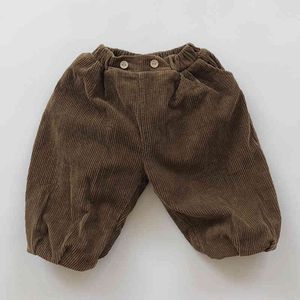 Casual Corduroy Pants Winter Kids Baby Boys Girls Children's Clothing Thicken Children Bloomers 210429