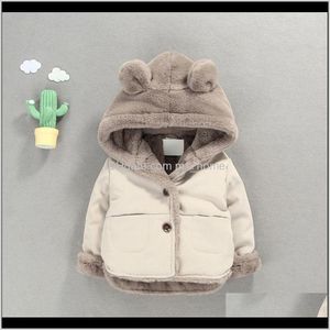 소년 소녀 두꺼운 면화 옷 따뜻한 양털 두건 만화 디자인 겨울 자켓 럭셔리 패션 어린이 의류 9Bixy 코트 QB1R6