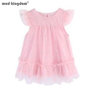 Mudkingdom Sparkly Stars Baby Girl Dress Tulle Knee Length for Kids Dresses Ruffle Fluffy Party Princess Girls Summer Clothes 210615