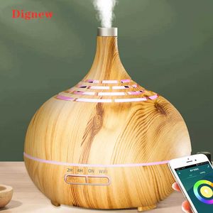400ml Humidifier Ultrasonic Air APP WiFi Control Mist Maker Aroma Essential Oil Diffuser LED Night Light Home Office 210724