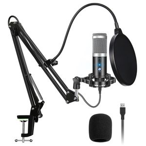 Profesjonalny hazard mikrofonu kondensatora USB do laptopa Windows Cardioid Studio Recording Voice Karaoke Microfono z stojakiem MIC