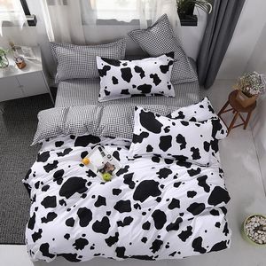 Bedding Sets Cow Black White Grid Print Bed Cover Set Kids Boy Duvet Adult Child Sheets And Pillowcases Comforter 61057