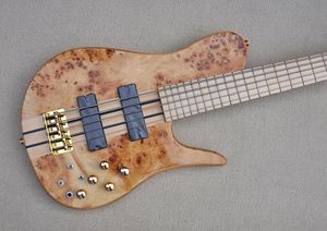 5 strängar Ash Body Electric Bass Guitar med guldhårdvara, nacke genom kroppen, tillhandahåller anpassade tjänster
