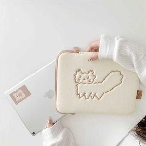 Laptop Korean 13Inch Ins Dog Sleeve Bag For Mac Ipad Pro 9.7 10.8 11 14.5 15 inch Cartoon Cat Laptop Tablet Inner Case Bag 202211