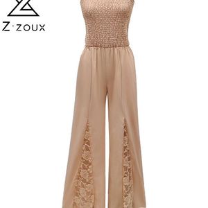 Z-zoxu kvinnor jumpsuit spets patchwork ärmlös av axel sexig rompers kvinna plus storlek lång sommar s 210513