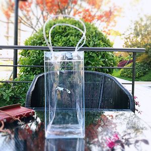 Transparent Plastic Ice Bag Party Food Drinking Gift Wrap Single Red Wine Bottle Package Bags