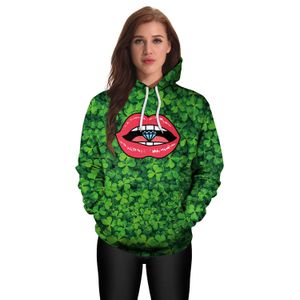 Yeni Sonbahar ve Kış Hoodie Mens Hoodies Yüksek Kaliteli Baskı Erkek Kadın Animasyon Yeşil Yaprak Ağız Sweatshirt Uzun Kol B101-162