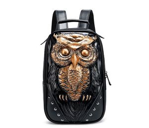 Fashion 3D Embossed Owl Backpack bags for women travel Rivet giris Bag personality waterproof Lady Cool School Bags
