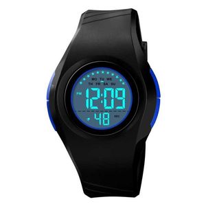 SKMEI Multifunkcjonalne Sporty Wodoodporne Zegarek LED Digital Sports Watch Plastikowe Dzieci Budzik Casual Watch 1556 G1022