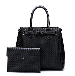 Factory wholesale women bag classic two-piece Knitting handbag elegant Joker solid color leather tote handbags large Crochet fashion messenger bags