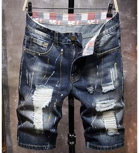 Retro Stil männer Zerrissene Sommer Shorts 2021 Mode Lässig Loch Dünne Kurze Jeans Fünf-punkt Denim Hosen Männliche kleidung