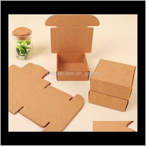 Boxen Verpackung Büro Schule Geschäft Industrie Drop Lieferung 2021 8 * 8 * 4 cm 500 Stück Kleine schwarze Kraft Schmuck Verpackung für Seife Großhandel Ai