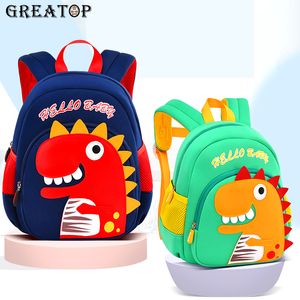 Greatopnew 3d Dinosaur Kids Backpack Cute Cartoon Children Schoolbag Vattentät Kindergarten Toddler Väskor för pojkar Tjejer