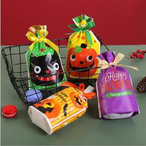 Halloween Candy Bags Plastic Treat Drawstring Gift Wrap Bag Birthday Party Snack Wrapping Wedding Parties Favor 50pcs/ lot