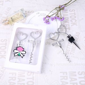 Love Heart Corkscrew Wine Bottle Opener Stopper Wedding Gift Guests Favors Bottles Openers Corkscrews Set Decoration Giveaways JY0857