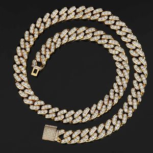 Хип-хоп Ожерелье 12 мм Однорядный Zircon Кубинская цепочка для мужчин Ожерелье Хипсоп битник Ювелирные Изделия