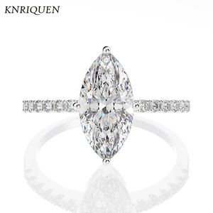 Cluster Rings Classical 925 Sterling Silver Horse-Eye Simulate Moissanite 5A Zircon Lab Diamond Wedding Engagement White for Girl Friend