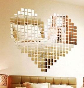 100 Piece Self-adhesive Tile 3D Mirror Wall Stickers Decal Mosaic Room Decorations Modern