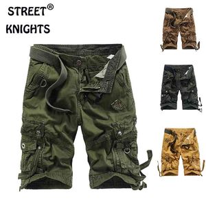 Kamuflaż lato Tactical Cargo Shorts Men Board Jogger Wojskowy 100% Cotton Casual Loose 44 210713