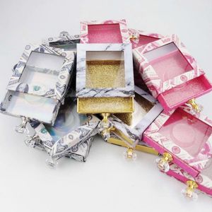 5 colores Pestañas Falsas Packaging Box Crystal Diamond Manden Square Eyelash Case Cajas de cajones 20pcs