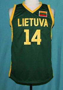 #14 Jonas Valanciunas Lietuva Lithuania 레트로 클래식 농구 저지 남성 스티치 커스텀 번호 및 이름 유니폼