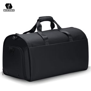 Fenruien homens multi-função grande capacidade de viagem saco de viagem terno bagagem 17 polegadas laptop tote impermeável com bolsa de sapato 211118