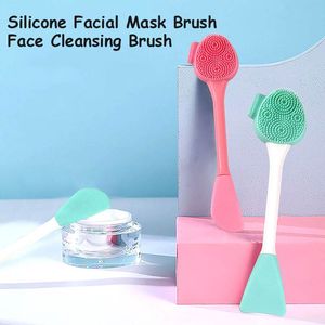 2 in 1 Pennello per maschera facciale in silicone Maschere a doppia testa Applicatore per lozione per crema di fango Spazzole per la pulizia del viso Strumento di bellezza