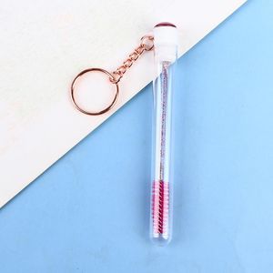 Keychains Diamond Keychain Eyelash Brush Tube With Gold Chain Glitter Mascara Wand For Lash Extension Clear Micro Comb Container