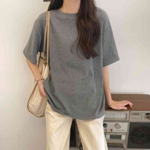 Casual Minimalist Printed Short Sleeves Female Basic Brief Tops Arrival Loose Stylish Women All Match T-shirt 210421