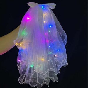 Led Luminous Light Bow Ribbon Photo Headdress 나이트 마켓 스톨 깜박이 화려한 결혼식 크리스마스 파티 머리 장식 Rave Toy