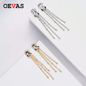 OEVAS Sterling Silver Horseshoe Stud Tassel Kolczyk 18k Pozłacane Kolczyki Dla Kobiet Wedding Birthday Kamień Biżuteria Dropship