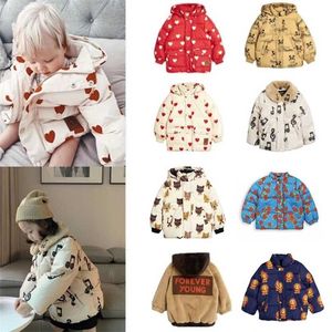 Mini Märke Kids Winter Clothes Boys Down Jackor Hoodie Varma Baby Girls Fur Coats Bomull Outwear Toppar Bubble Coat 211027