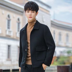 Mäns ullblandningar 2021 Vinter Koreansk Kort Dubbel Faced Jacket för Coat Men Overcoat Fashion1