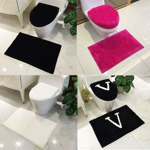 Lüks Mektup Peluş Kış Klozet Kapakları 4 Parça Set Banyo Mat Yastık Koltuk Kapağı Kaymaz Yüksek Lisanslı Halı