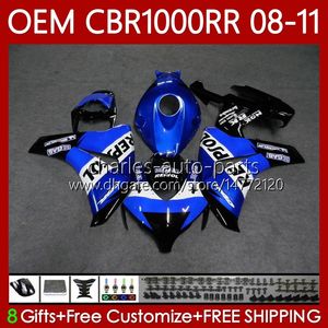 OEM-kropp för Honda Fairings CBR 1000 CBR1000 RR CC 2008-11 60NO.170 CBR 1000RR CBR1000RR 08 09 10 11 CBR-1000 1000CC 2008 2009 2010 2011 Injektion Bodywork Repsol Blue