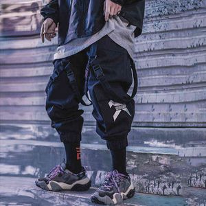 Multifunktionsfunktion Kampfhose Hosentasche Damen/Herrenkleidung Harajuku Cargohose Jogger Band übergroß Harlan H1223