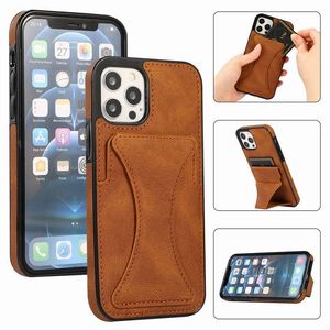 Luxury Leather Card Slot Bracket Foldable Cases For iPhone 13 Pro Max 12 11 XR 8 Plus Magnetic Back Cover