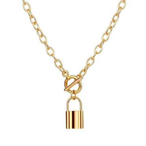 Neue Retro OT Schnalle Schloss Halskette Einfache Gold Farbe Lasso Vorhängeschloss Halskette für Frauen Punk Collares Schmuck G1206