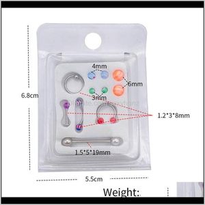 Bolzen Unisex Acryl austauschbarer Nasenring Augenbrauen Nägel Zungenstift Cardmounted Edelstahl Bauchnabel Ringe Körper Piercing j Skxsy