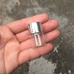 5 ml Små glasflaskor Aluminiumskruvlock Silverlock Mini Transparenta Rensa tomma glasburkar