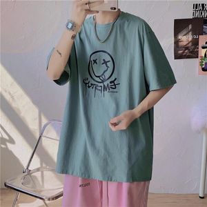 Erkek T-Shirt Kısa Kollu T-shirt 2021 Yaz Ince Bölüm Genç Çift Yarım Kollu Hong Kong Tarzı Gevşek Boy Dip Gömlek
