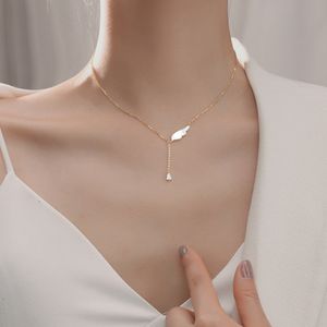 Contracted 925 Stering Silver Wing Necklace Vintage Fringed Clavicle Chain For Women Gift